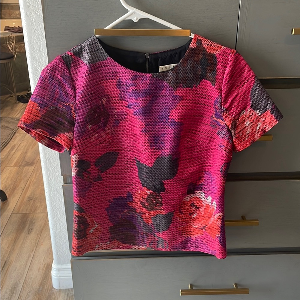 Trina Turk Pink and Black Patterned Blouse